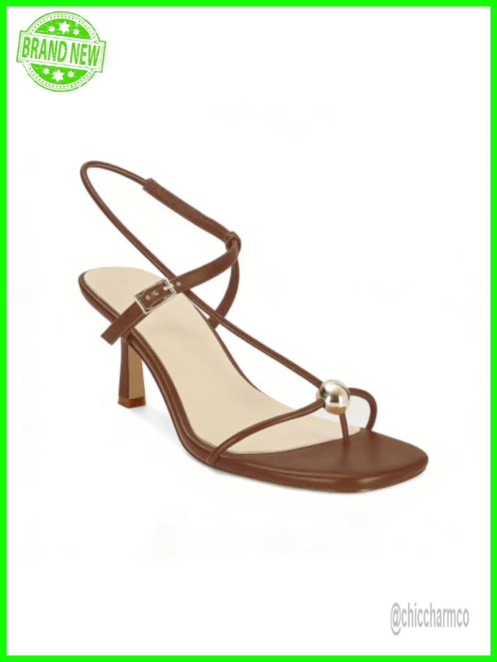 Faux Leather Strappy Heeled Sandals Square Open Toe Slingback Kitten Heels